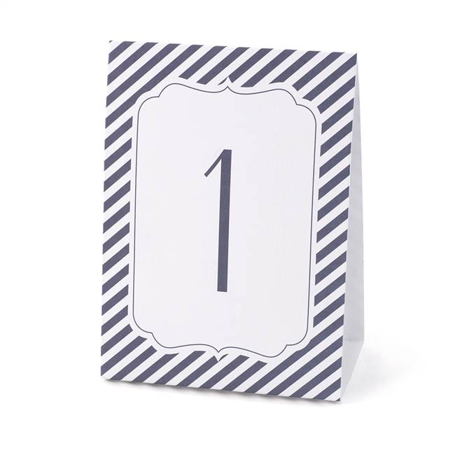 Navy Stripe Table Number Tents (1-40)