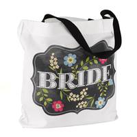 Chalkboard Floral Tote Bag - Bride - Design Only