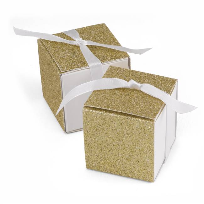 Glitter Wrap Favor Box - Gold