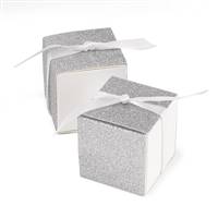 Glitter Wrap Favor Box - Silver