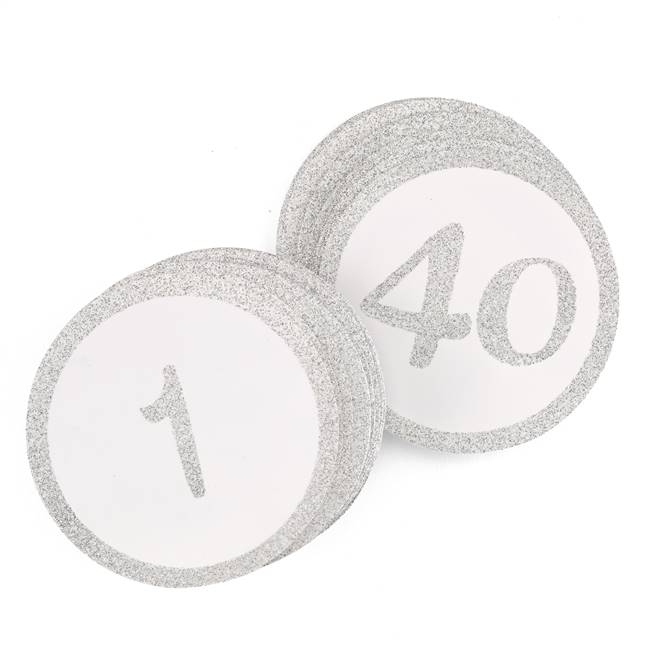 Glitter Table Cards - Silver - 1-40