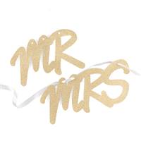 Glitter Mr & Mrs Sign Set - Gold