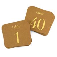 Kraft Table Number Cards - Gold - 1-40