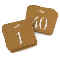 Kraft Table Number Cards - Silver - 1-40
