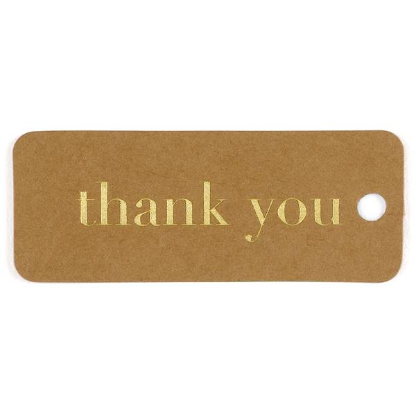 Kraft Thank You Tags - Gold