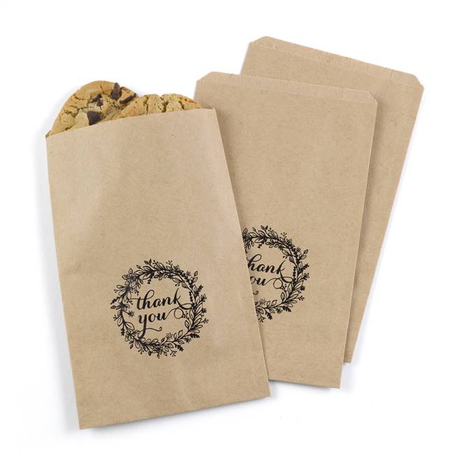 Rustic Wreath Treat Bags - Kraft - Blank