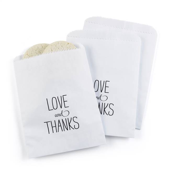 Love and Thanks Treat Bags - White - Blank