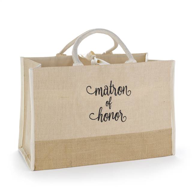 Matron of Honor Natural Jute Tote Bag - Large