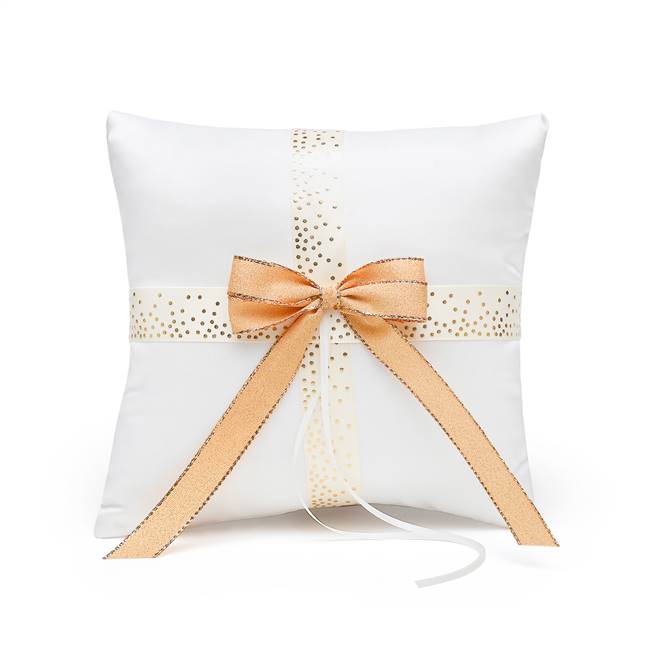 Ecru & Gold Dot Ring Pillow