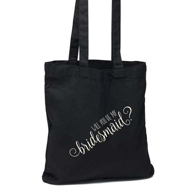 Will You Be My Bridesmaid Black Tote Bag