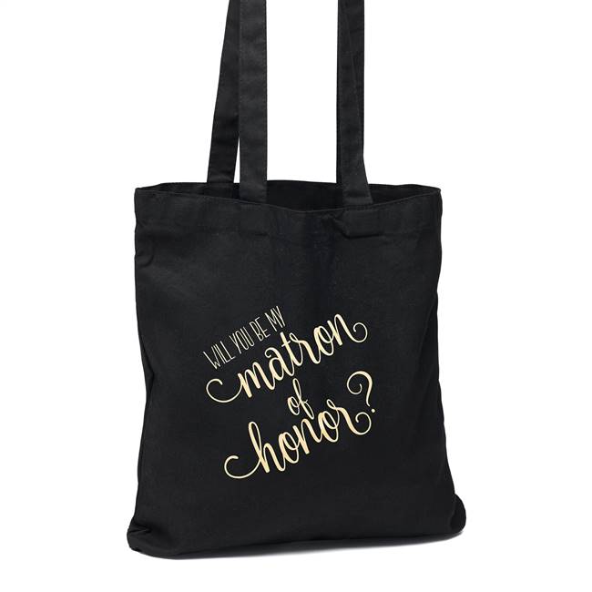 Will you Be My Matron of Honor Black Tote Bag