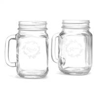 Rustic Wreath Drinking Jar Set - Blank