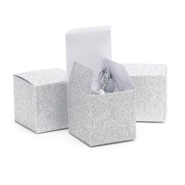 Silver Glitter Favor Box