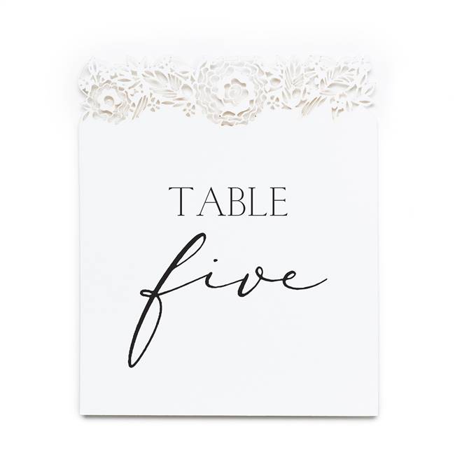 Floral Laser Cut Table Number Cards 1-10