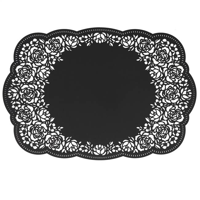 Laser Floral Place Mat - Black