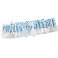 Blue Double Heart Garter Narrow Lace