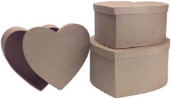 Paper Mache Heart Box Set of 3