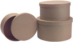 Paper Mache Round Box-Large Set Of 3