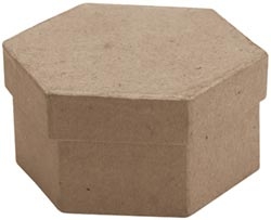 Paper Mache Mini Hexagon Box (Pack of 6)