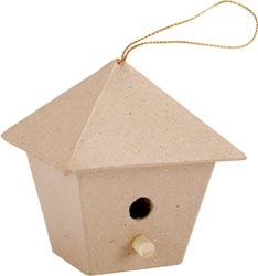 Paper Mache Square Birdhouse (Pack of 6)