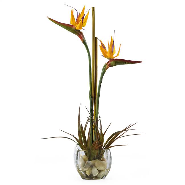 Tropical Bird of Paradise Liquid Illusion Silk Arrangement