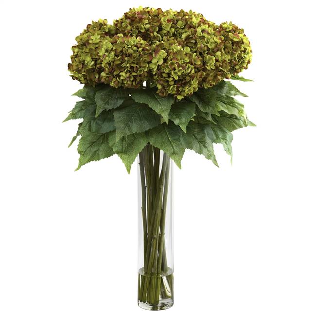 Hydrangea w/Cylinder Silk Flower Arrangement