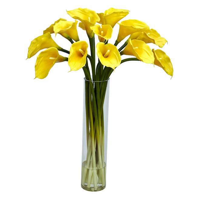 Calla Lilly w/Cylinder Silk Flower Arrangement