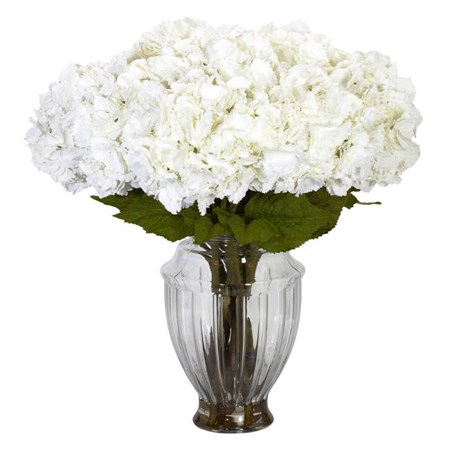 Large Hydrangea w/European Vase Silk Flower Arrangement