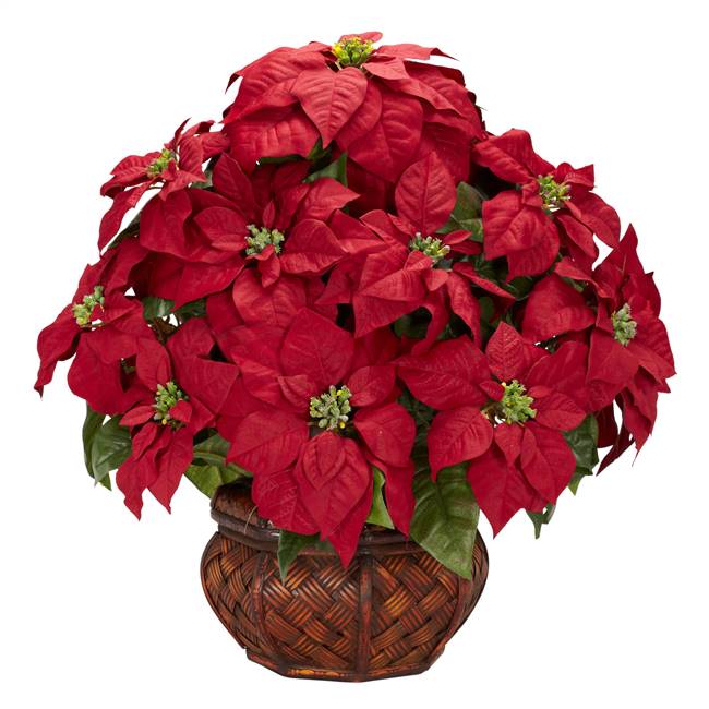 Poinsettia w/Decorative Planter Silk arrangement