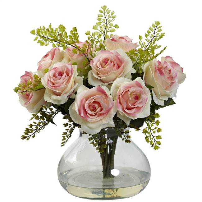 Rose & Maiden Hair Arrangement w/Vase