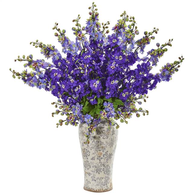 38” Delphinium Artificial Arrangement in Decorative Vase