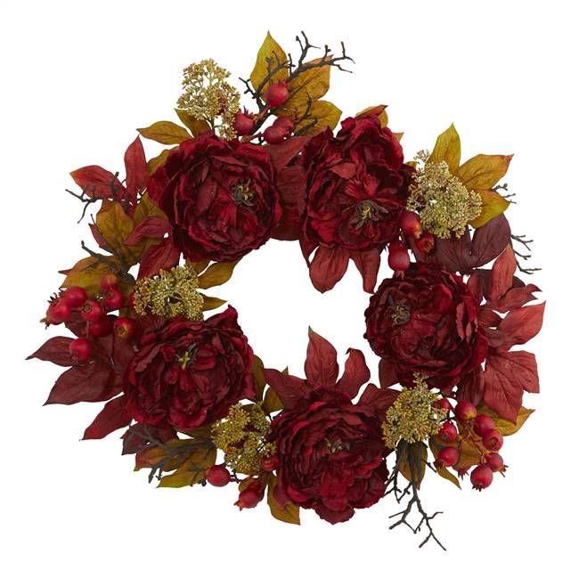 24" Peony Sedum Wreath