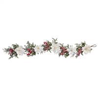 60" Frosted Magnolia & Berry Artificial Garland