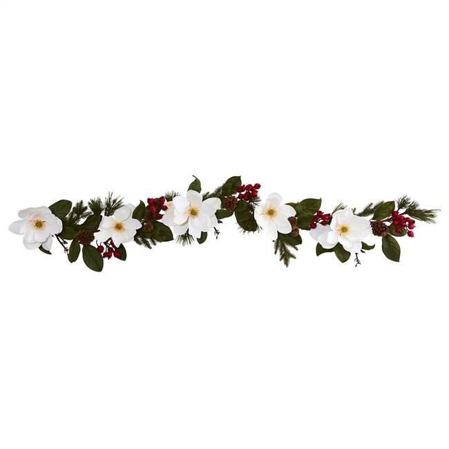 6' Magnolia, Pine and Berries Artificial Garland