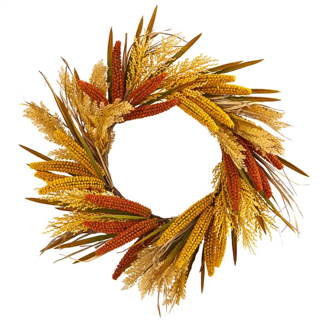 25” Sorghum Harvest Artificial Wreath