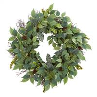 23” Mix Royal Ruscus, Fittonia and Berries Artificial Wreath