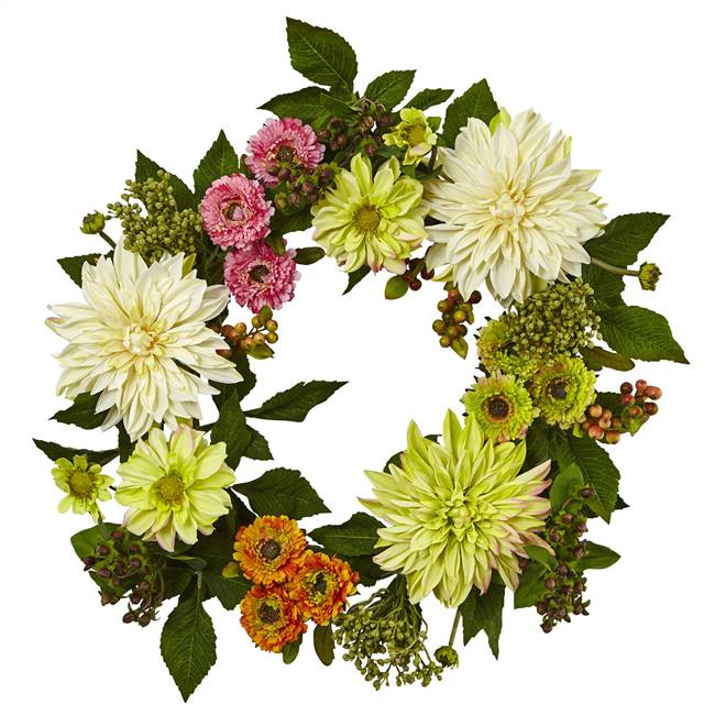 22” Dahlia Mum Wreath