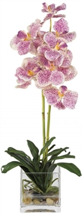 Vanda w/Glass Vase Silk Flower Arrangement