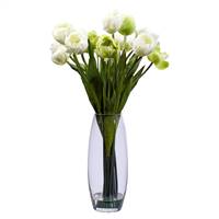 Tulip with Vase Silk Flower Arrangement