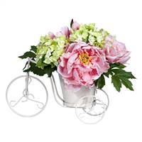 Peony & Hydrangea Tricycle Silk Flower Arrangement