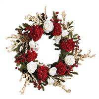 24" Hydrangea w/White Roses Wreath