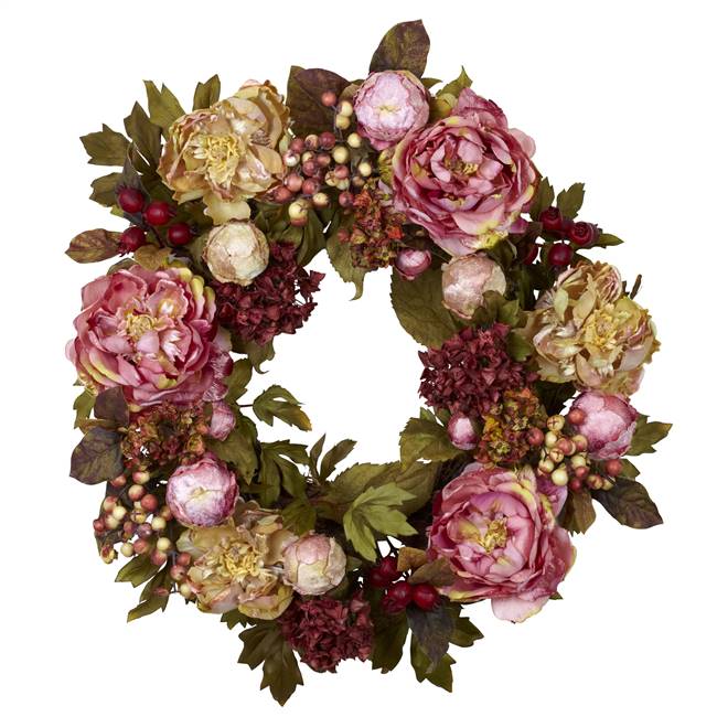 24" Peony Hydrangea Wreath