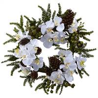 22” Phalaenopsis & Pine Wreath