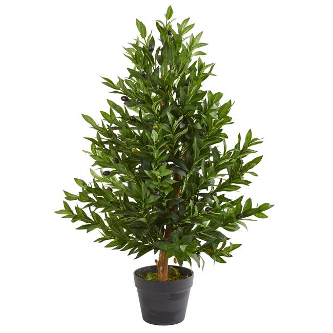 35” Olive Cone Topiary Artificial Tree UV Resistant (Indoor/Outdoor)