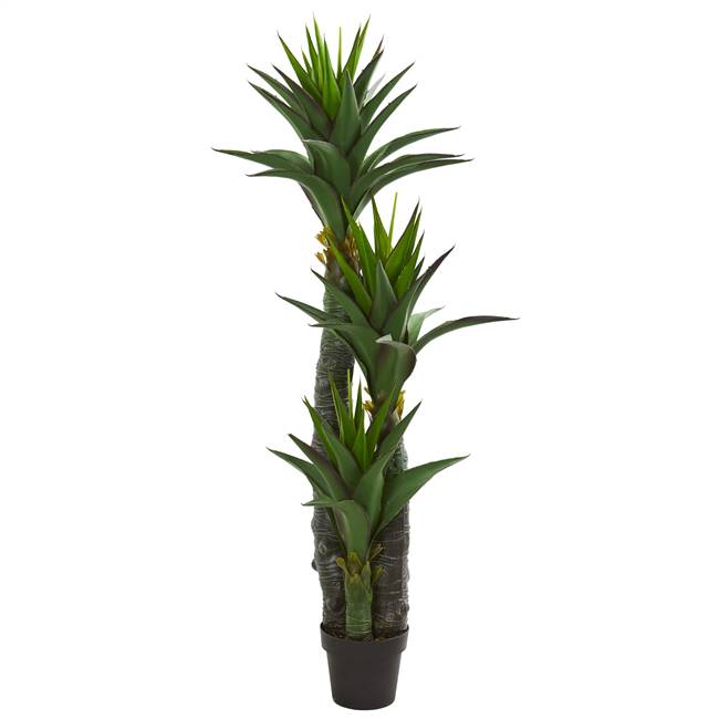 5' Decorative Yucca Artificial Tree in Black Planter