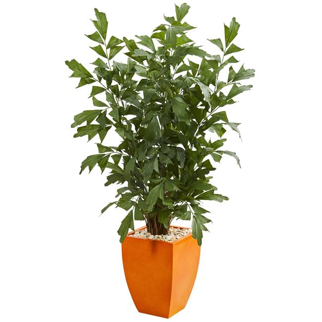 5' Fishtail Artificial Palm Tree in Orange Planter