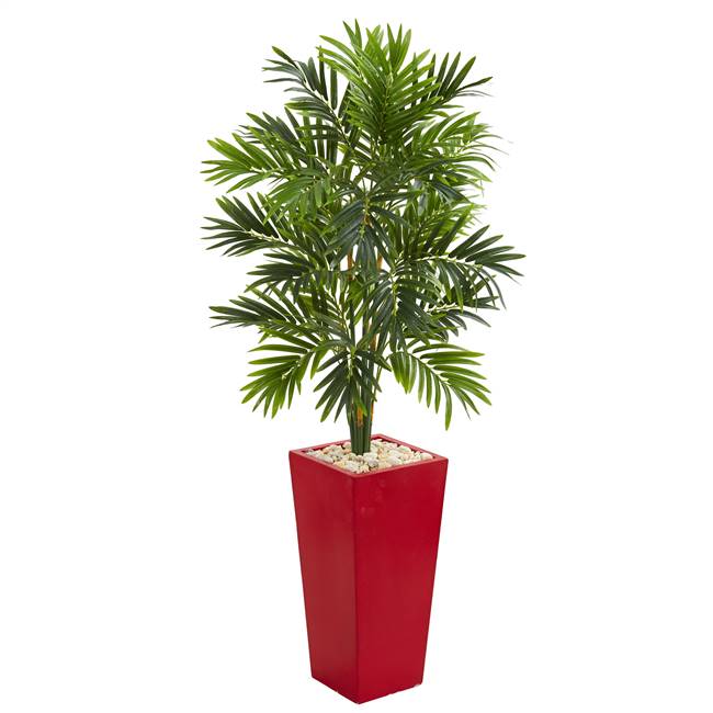 4.5' Areca Artificial Palm Tree in Red Planter