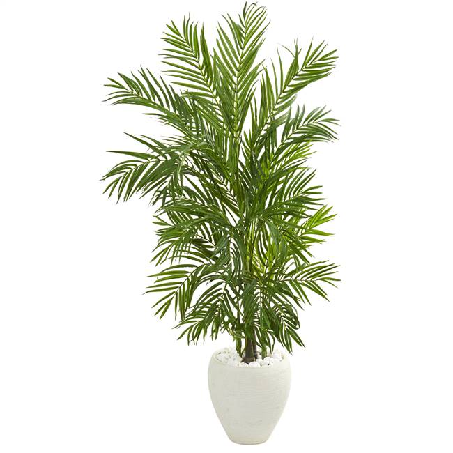 5' Areca Palm Artificial Tree in White Planter
