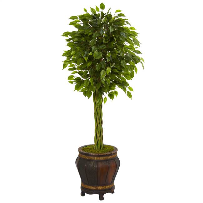 4.5’ Braided Ficus Artificial Tree in Planter UV Resistant (Indoor/Outdoor)