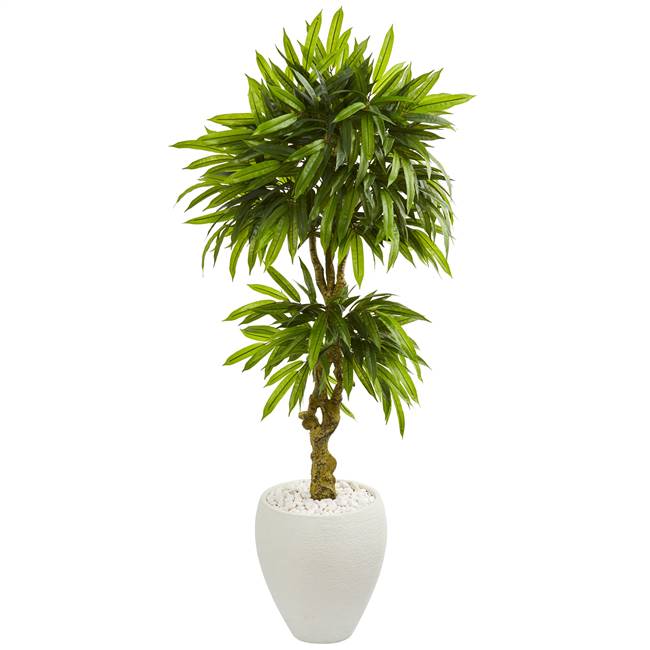 6' Mango Artificial Tree in White Planter UV Resistant (Indoor/Outdoor)